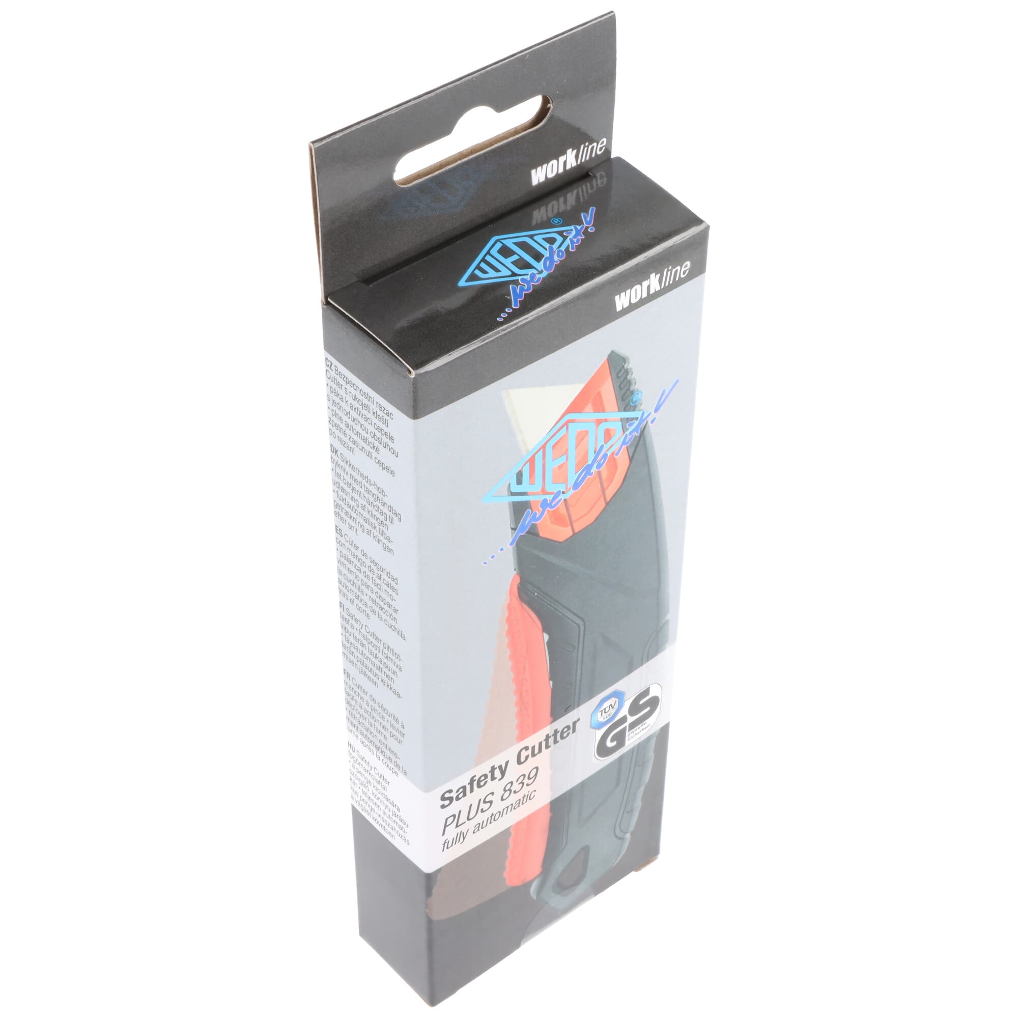 WEDO Safety-Cutter Plus 839, avec lame standard, rétraction de lame entièrement automatique, levier verrouillable