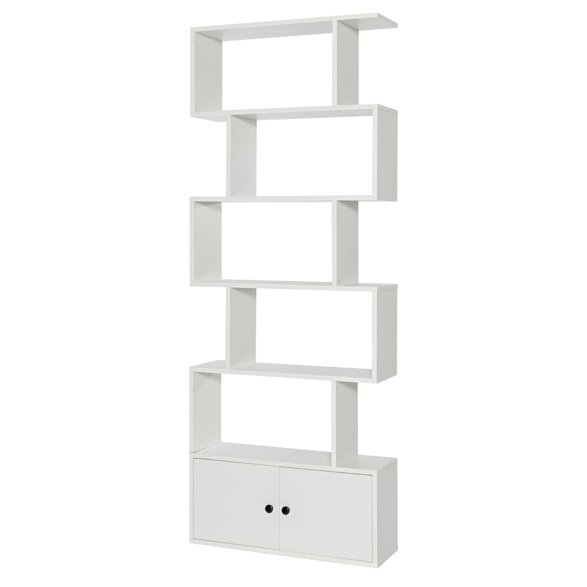 Bibliothèque Étagère Échelle en Bois à 6 niveaux avec 2 Portes 70 x 23 x 183 cm Style Moderne Forme