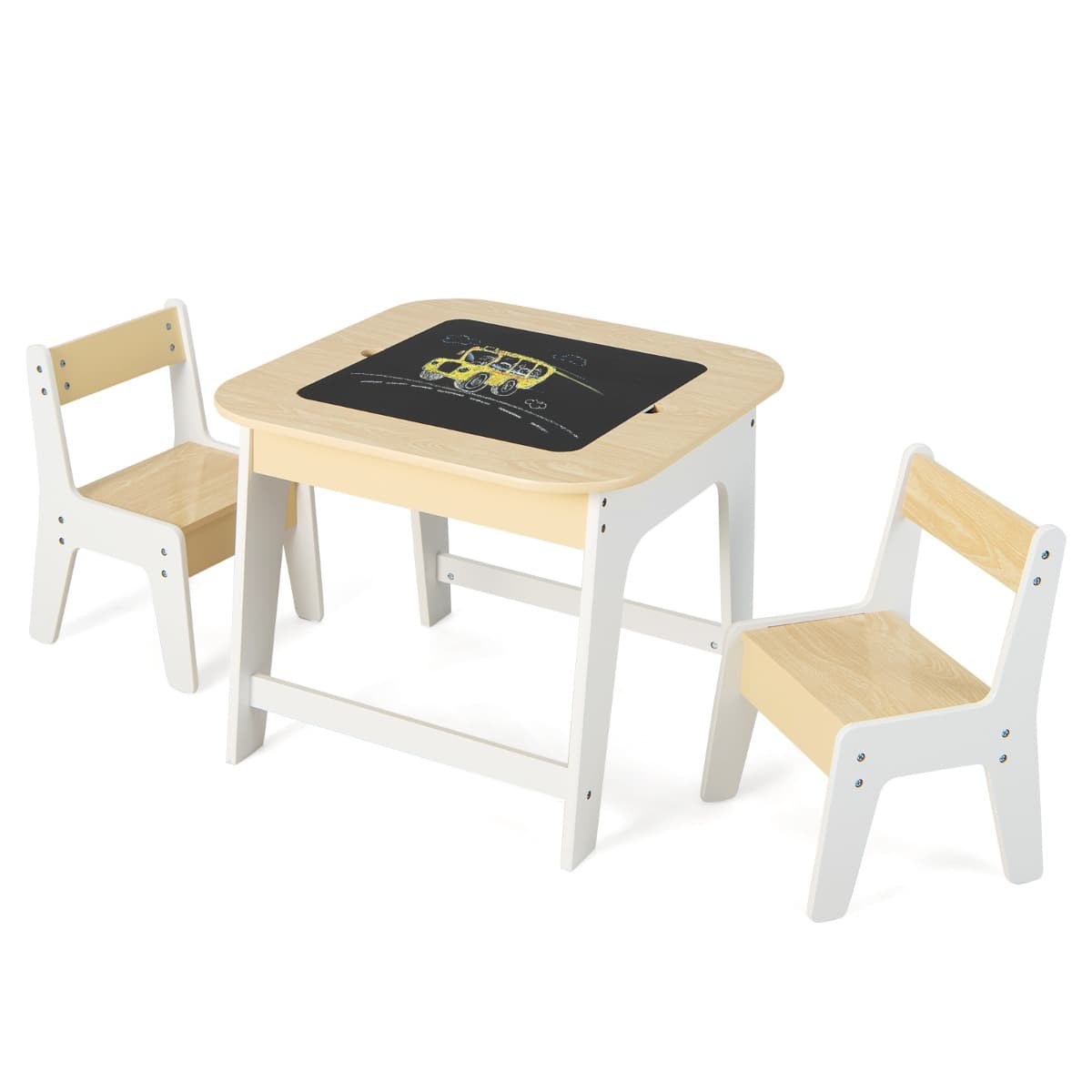 CostwayTable avec 2 Chaises Enfants 3-6 Ans