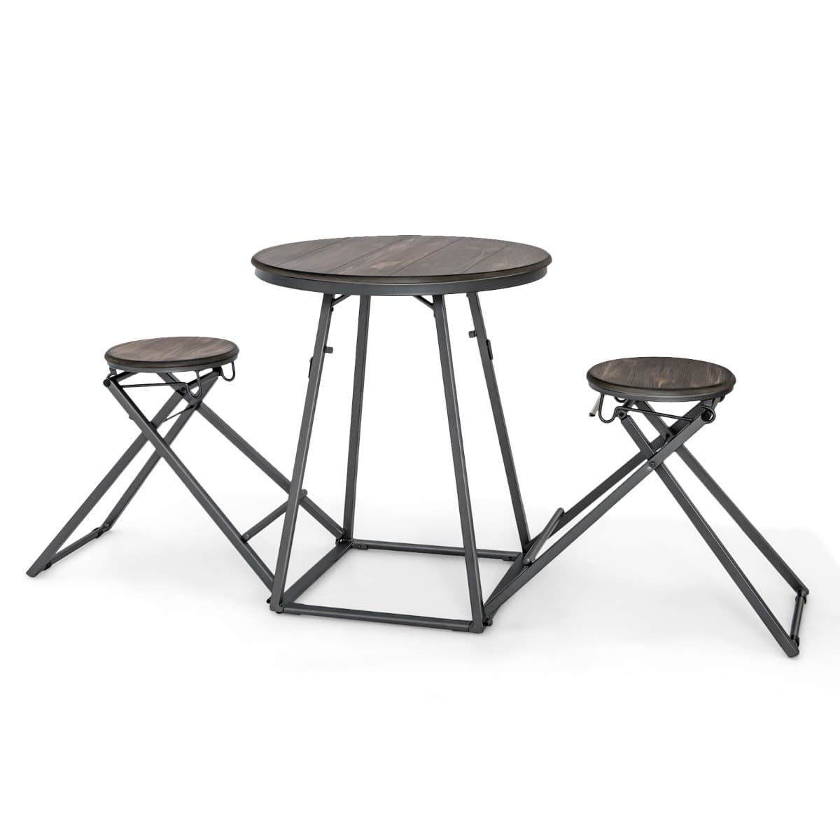 Table Haute Cuisine avec Tabouret Table Bar Industrielle Pliable Mange Debout 2 Personnes Compact po