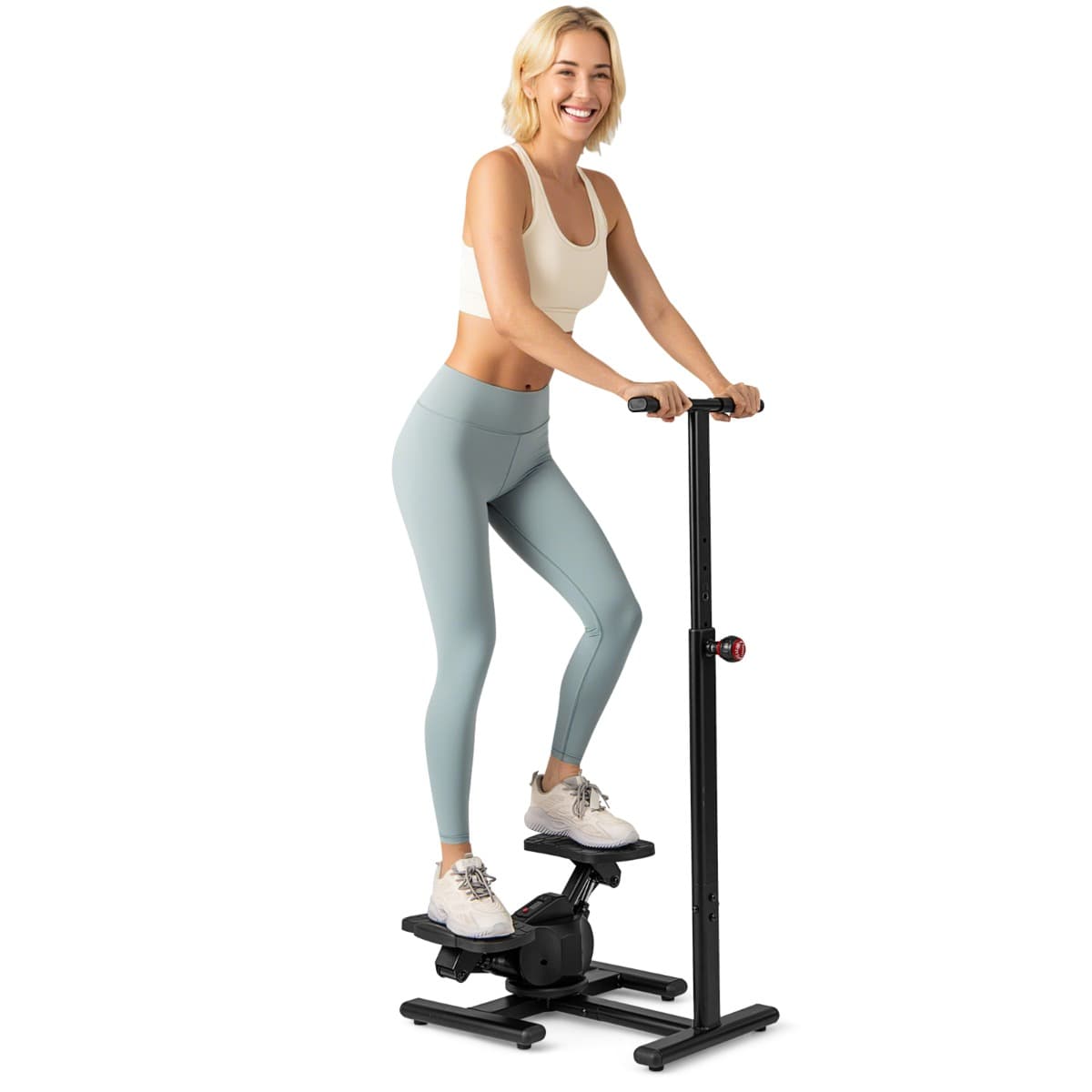 CostwaySteppers pour Exercice Équipement d'Entraînement avec Guidon Ajustable en Hauteur Pédales Antidérapantes Machine de Fitness Noir