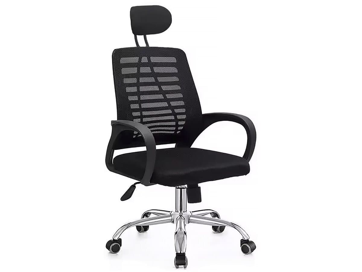 Chaise de bureau ergonomique réglable en hauteur avec appuie tête "Sébastien" - Noir