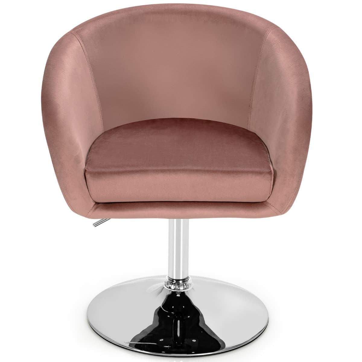 Chaise Pivotante en Velours Fauteuil de Bureau réglable en Hauteur Base Galvanisée Charge 125kg Rose